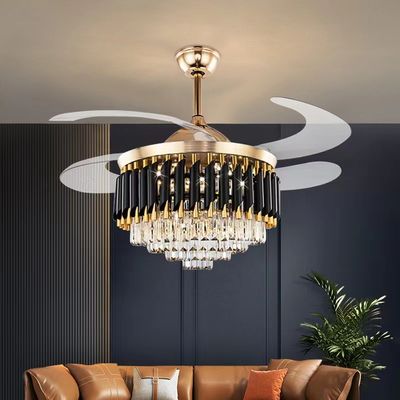 52 Inch LED 20W Modern Retractable DC Motor Ceiling Fan Dengan Cahaya