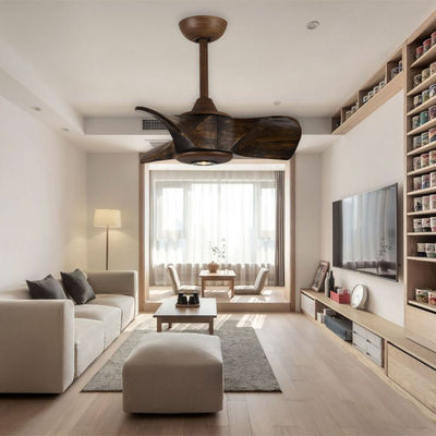 Brown 24In Fener Langit-langit Kayu Padat Modern Low Noise Untuk Kamar Tidur