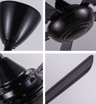 56 Inch ABS Hitam Fan Langit-langit Low Noise Dengan Remote Control