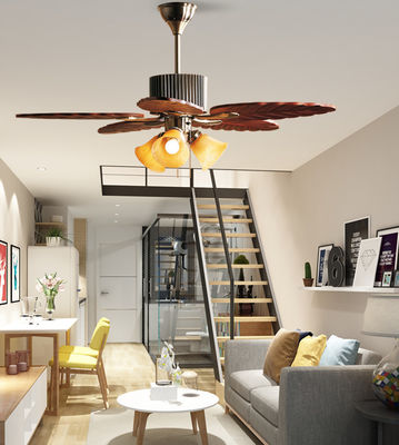 5 Blades 52In Solid Wood Ceiling Fan Dengan Blades Kayu Asli