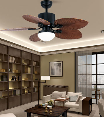 ABS Blades Fans Langit-langit Modern Dengan Cahaya 52 Inci Hitam Dan Brown