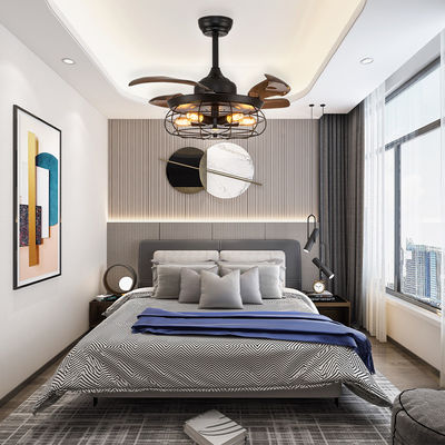 Kamar tidur nyaman E27 52 Inch High Quality Smart Ceiling Fan DC Motor Dengan Cahaya