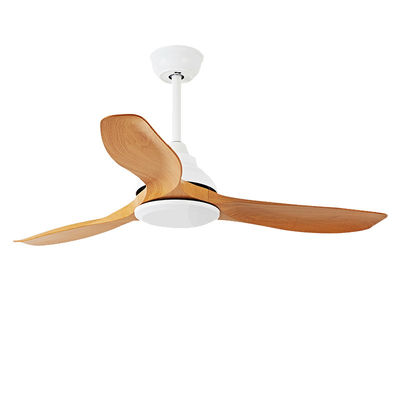 52in Fans ruang tamu Modern LED Lampu Lampu Langit-langit ABS Bilah Brown