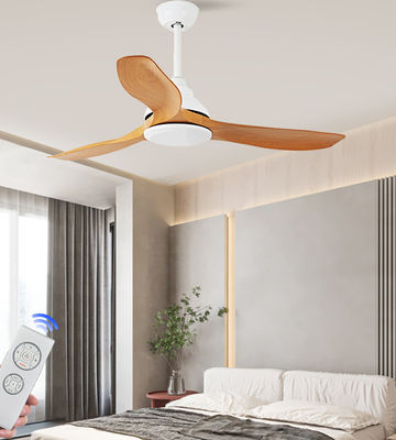 52in Fans ruang tamu Modern LED Lampu Lampu Langit-langit ABS Bilah Brown