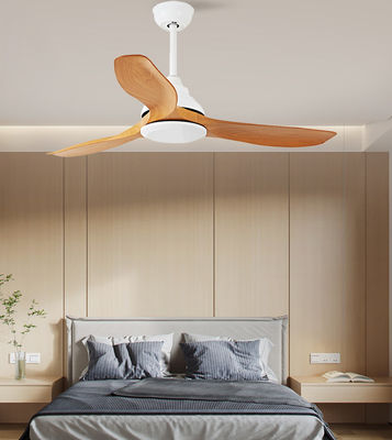52in Fans ruang tamu Modern LED Lampu Lampu Langit-langit ABS Bilah Brown