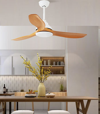 52in Fans ruang tamu Modern LED Lampu Lampu Langit-langit ABS Bilah Brown