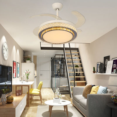 DC Smart Low Profile Ceiling Fan Retractable Blade Ceiling Fan Dengan Cahaya