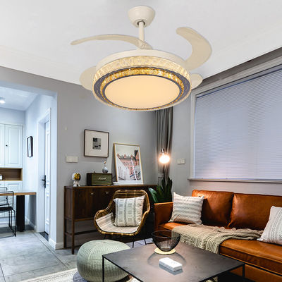 DC Smart Low Profile Ceiling Fan Retractable Blade Ceiling Fan Dengan Cahaya